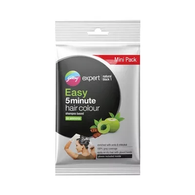 Godrej Expert Easy 5 Minute Shampoo-Based Hair Color – Natural Black (10 g)